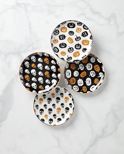 Oneida Vintro Halloween 4-Piece Accent Plates, Appetizer Plate Set for