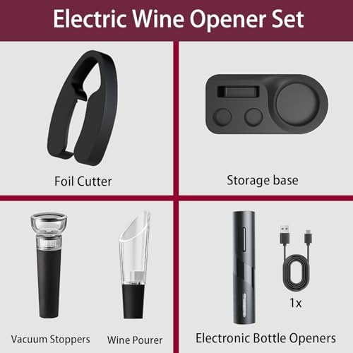 Rechargeable Electric Wine Bottle Opener, 5-in-1 Automatic Wine Opener