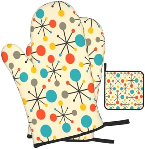 Mid Century Fifties Modern Atomic Retro Oven Mitts and Pot Holders