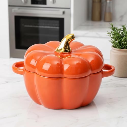 Pumpkin Shaped Ceramic Casserole Pot