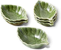 Ceramic Soy Sauce Dishes, Green Leaf Shape Dipping Bowls, 1.5OZ