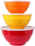 Mixing bowl set with lids, 6 piece melamine nesting bowl set for pasta