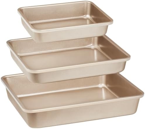 HONGBAKE Deep Baking Pans Set for Oven, Nonstick Rectangle Sheet Cake
