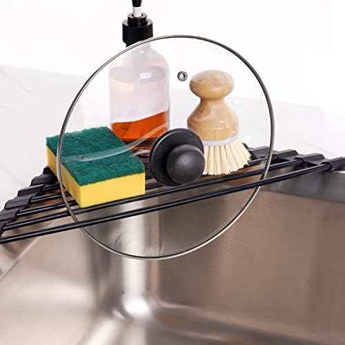 Tomorotec Triangle Roll Up Dish Drying Rack with Silicone Coating, Black