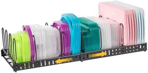Expandable Adjustable Food Container Lid Organizer