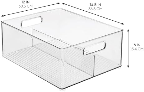 iDesign Divided Pantry Bin, Clear
