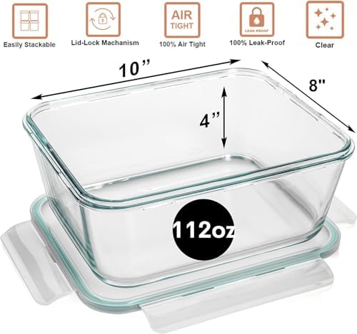 Razab 3300 ml / 112 oz Large Glass Food Storage Containers