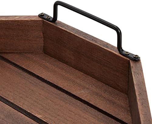 Farmlyn Creek Octagonal Wood Serving Tray - Centerpiece Tray with