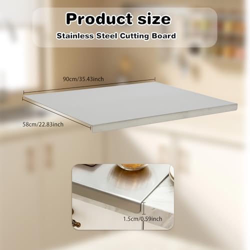 304 Stainless Steel Cutting Board, 35.4" x 22.8"