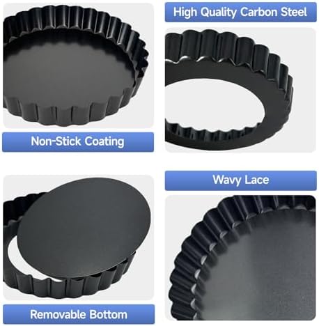 4 Pack 5-Inch Tart Pans with Removable Bottom, Nonstick Quiche Pan