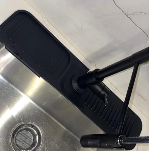 Silicone Sink Splash Guard for Kitchen Faucet, Fast Drying, Black