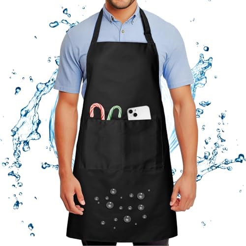Water & Oil Proof Cooking Chef Apron Wash-Free for 2 Pockets Men and