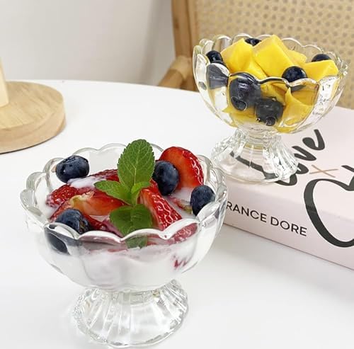 Lawei 6 Pack Mini Glass Dessert Bowls - 5 Oz Small Ice Cream Cups