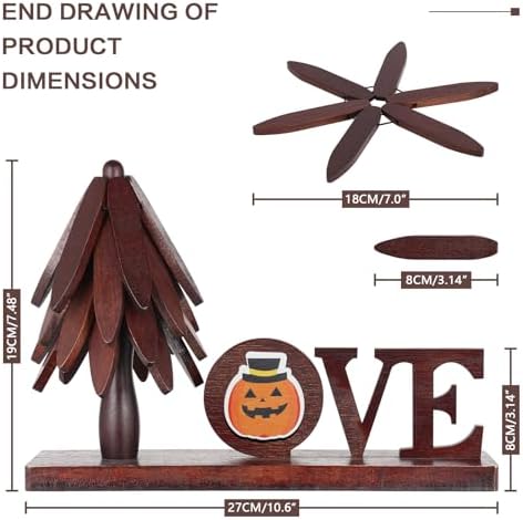 Super Holiday 4 Pcs Trivets for Hot Dishes, Wooden Tree Trivet Stand