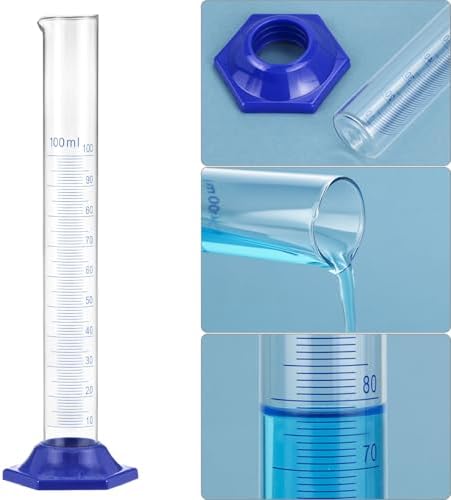 QWORK 100 mL Thick Glass Graduated Cylinder with Bumper Guards &