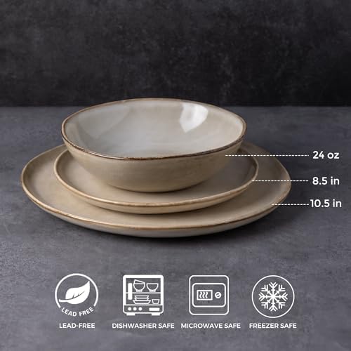 AmorArc Ceramic Dinnerware Sets for 8, 24Pcs Plates and Bowls Sets Dishes