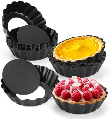 12 pcs Egg Tart Molds, 3" Mini Tart Pans Removable Bottom, Cupcake