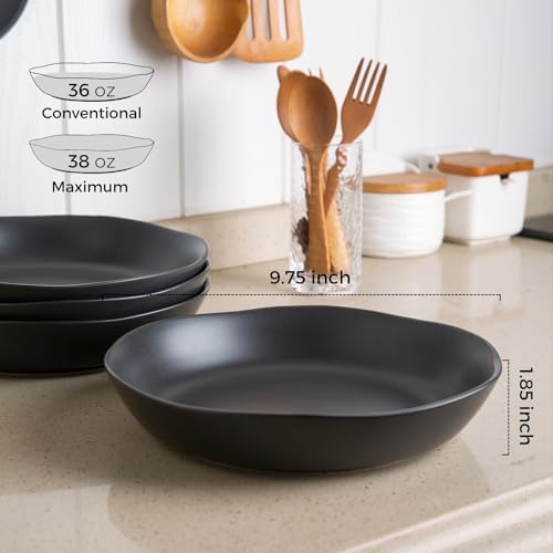 AmorArc 9.75'' Ceramic Large Pasta Bowls, 38oz Stoneware Flat Serving