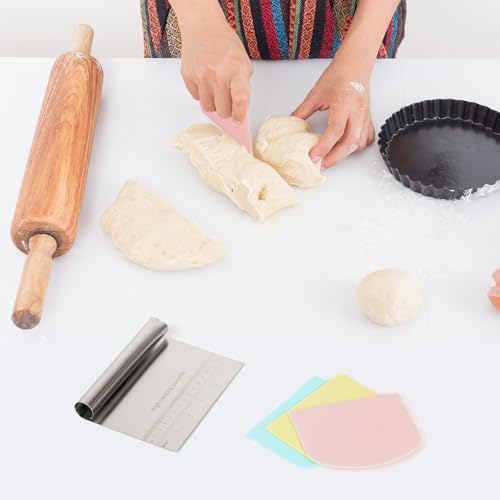 6 Pcs Dough Scraper Bench Scraper, Stainless Steel Scraper/Chopper &