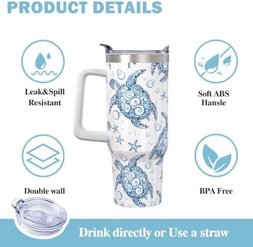 30oz Stainless Steel Sea Turtle Tumbler with Lid and Straw - Ocean