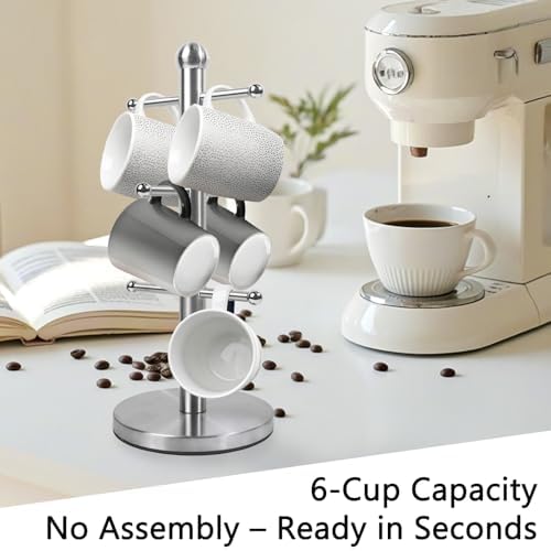DreamsEden Metal Mug Holder Tree 6 Mugs - Coffee Cup Storage Rack with