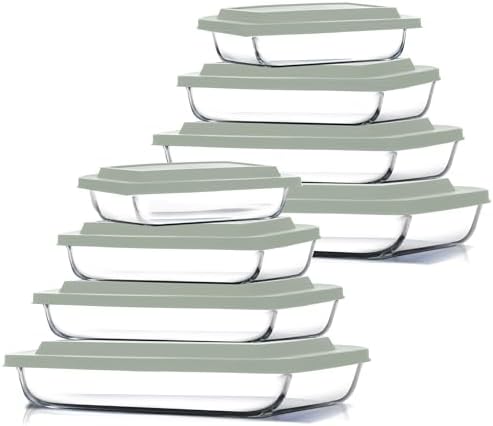 EATEX 16-Piece Glass Casserole Dish Set with Lids