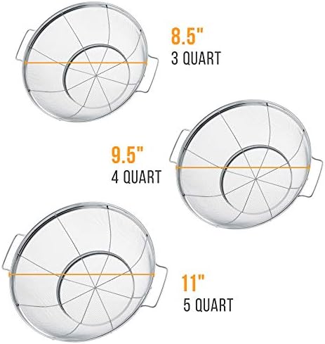 U.S. Kitchen Supply Set of 3 Stainless Steel Colander Strainers Net