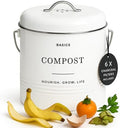 D'Lifeful 1.3 Gallon Kitchen Compost Bin with Lid, White