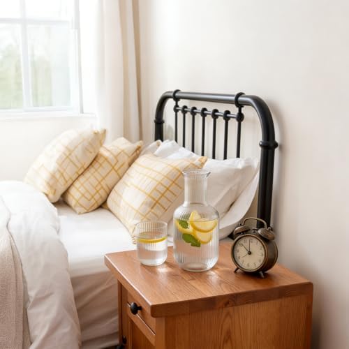 Bekith 2 Set 25 OZ Bedside Night Water Carafe with Tumbler Glass