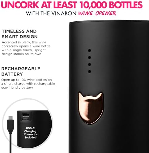 VINABON Electric Wine Opener - Updated 2026 One-Touch Automatic Wine