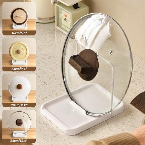 PAVSTINE Pot Lid Holder with Spoon Rest, Foldable, White
