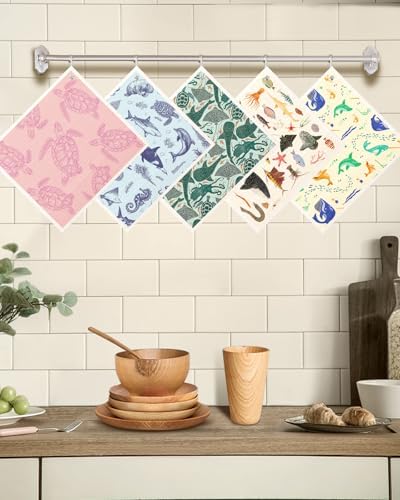 Miss Adola Swedish Dishcloths for Kitchen with Hooks - Reusable Dish