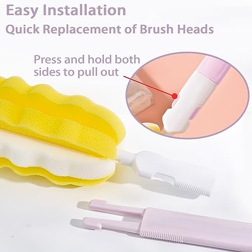 4PCS Baby Bottle Brush Set - Milk Bottle & Nipple Cleaner with 4
