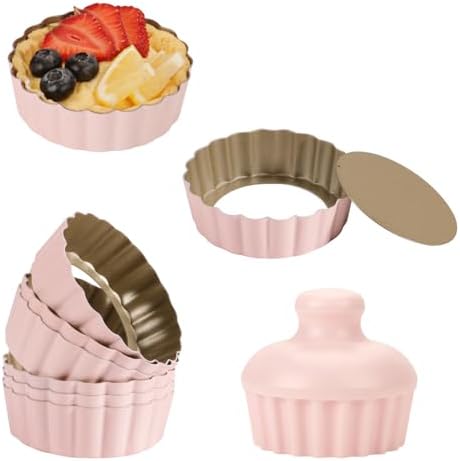1 Inch Deep Mini Tart Pan Set, 6PCS 3.6 Inch Tart Pans with Removable