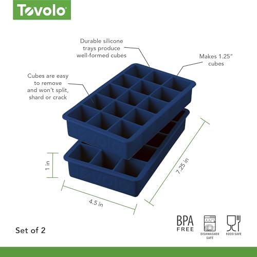 Tovolo Silicone Ice Cube Tray Deep Indigo Pack of 2 BPA Free Ice Tray