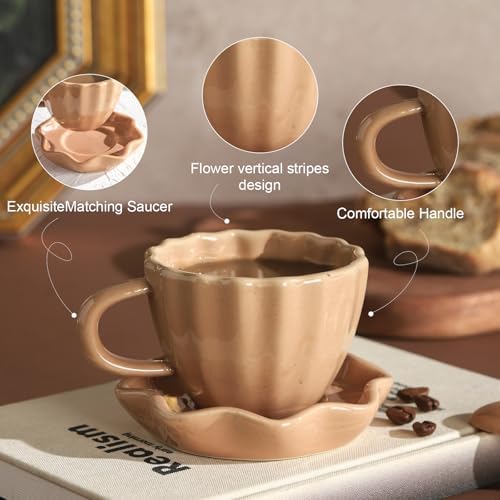 Cute Ceramic Double Espresso Shot Cups Set of 4 Tazas Para Cafe