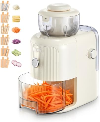 FOHERE 6-in-1 Electric Cheese Grater Slicer Shredder