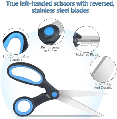 Left Handed Scissors and Kitchen Shears, Lefty Scissors, 2 Pack