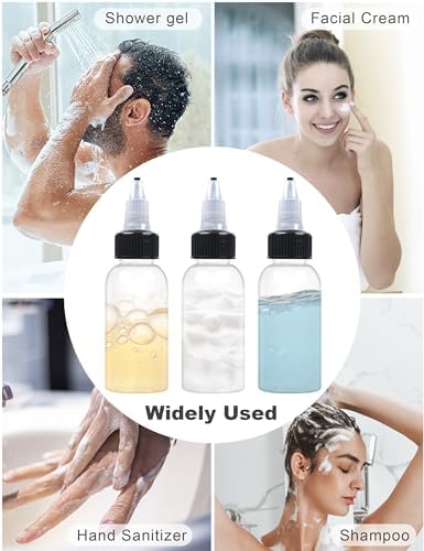 EOSAU 6 Pcs 1oz Clear Plastic Squeeze Bottles for Liquids, Twist Top