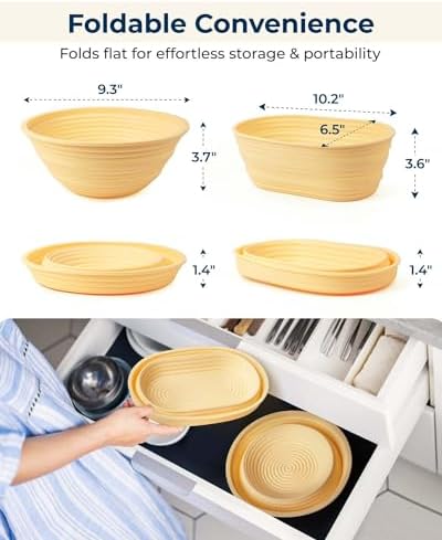Silicone Banneton Proofing Basket Kit, Sourdough Baking Supplies