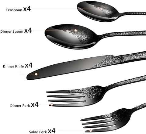 Silverware Set,20-Piece Stainless Steel Flatware Set for 4,Food-Grade