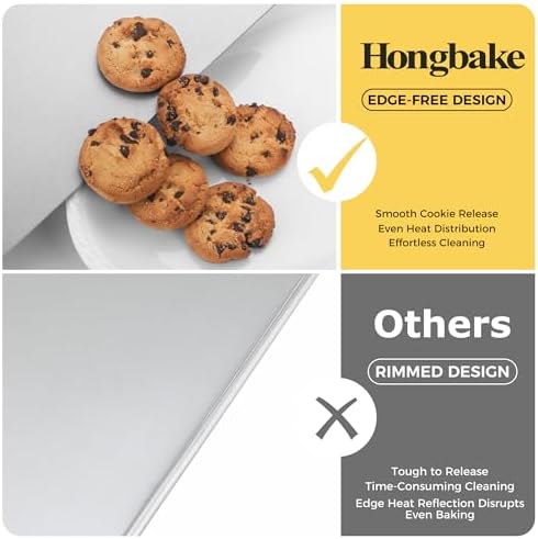 HONGBAKE 2 Pieces Large Flat Cookie Sheet No Edges, Nonstick Insulated