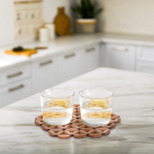 Tlence 8 Pack Bamboo Trivet Mat, Bamboo Hot Plate Pad, Heat Resistant