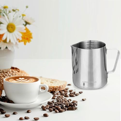 20 oz Silver Milk Frothing Pitcher, Espresso Steaming Pitcher, 304