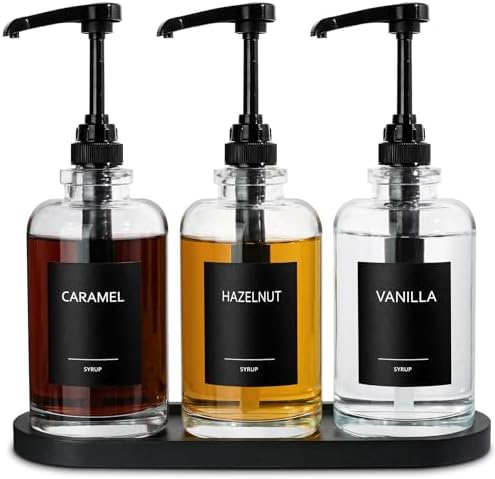 Coffee Syrup Dispenser for Coffee Bar, 16.9 fl oz Glass Syrup