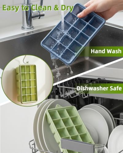 Silicone Ice Cube Tray, Ice Trays For Freezer with Lid