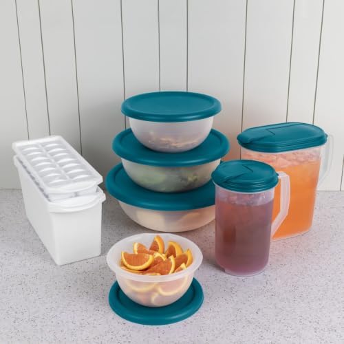 4-Piece Plastic Covered Bowl Set, BPA-Free Food Prep, Serving and