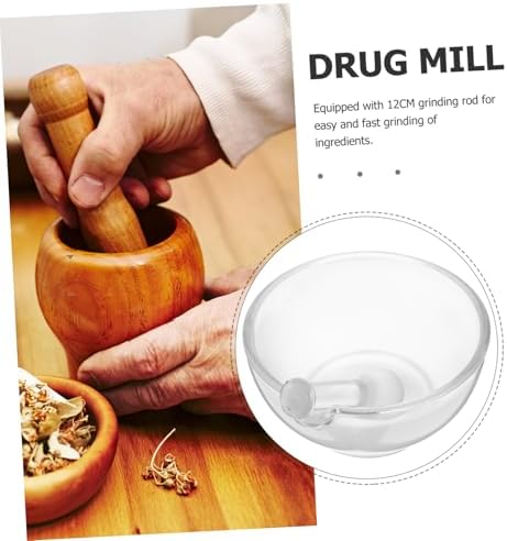 Glass Pestle and Bowl Set with Non Slip Base for Laboratory