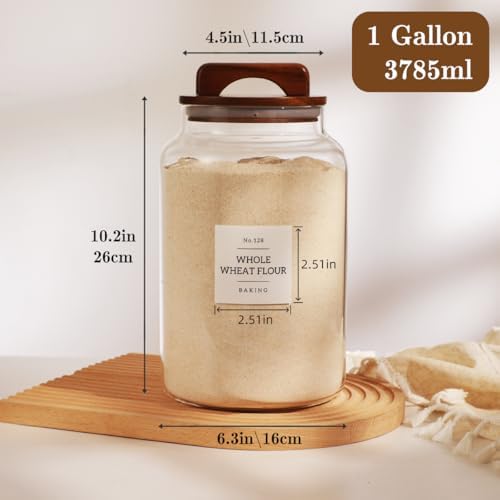 2 Pack Large Glass Flour and Sugar Containers with 132 Pantry Labels