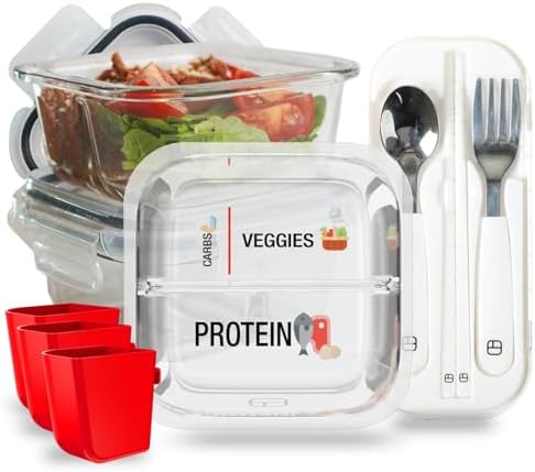 Portion Control Containers for Bariatric Meals – 8 oz Glass Meal Prep